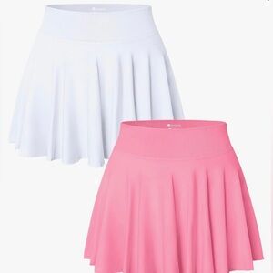 NWT Women 2 Piece Skirts 2 in 1 Flowy Basic Versatile Stretchy FlaredMini Skirts